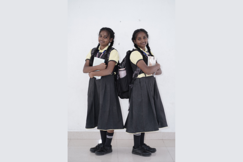 KR Public School students in the updated girls uniform